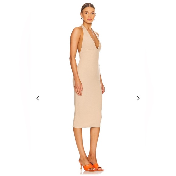 REVOLVE Lovers and Friends Women's Kearsten Beige Halterneck Midi Dress Size M - Picture 1 of 12
